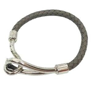 Hermes Jumbo Bracelet Leather Intrecciato Tresse Grey Men's Women's
